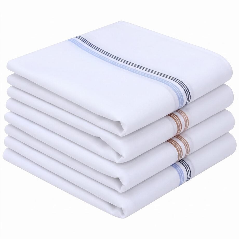 OKPISEY Men's Cotton Handkerchief Pack of 4 - Premium Soft White Cotton Hankies for Daily Use