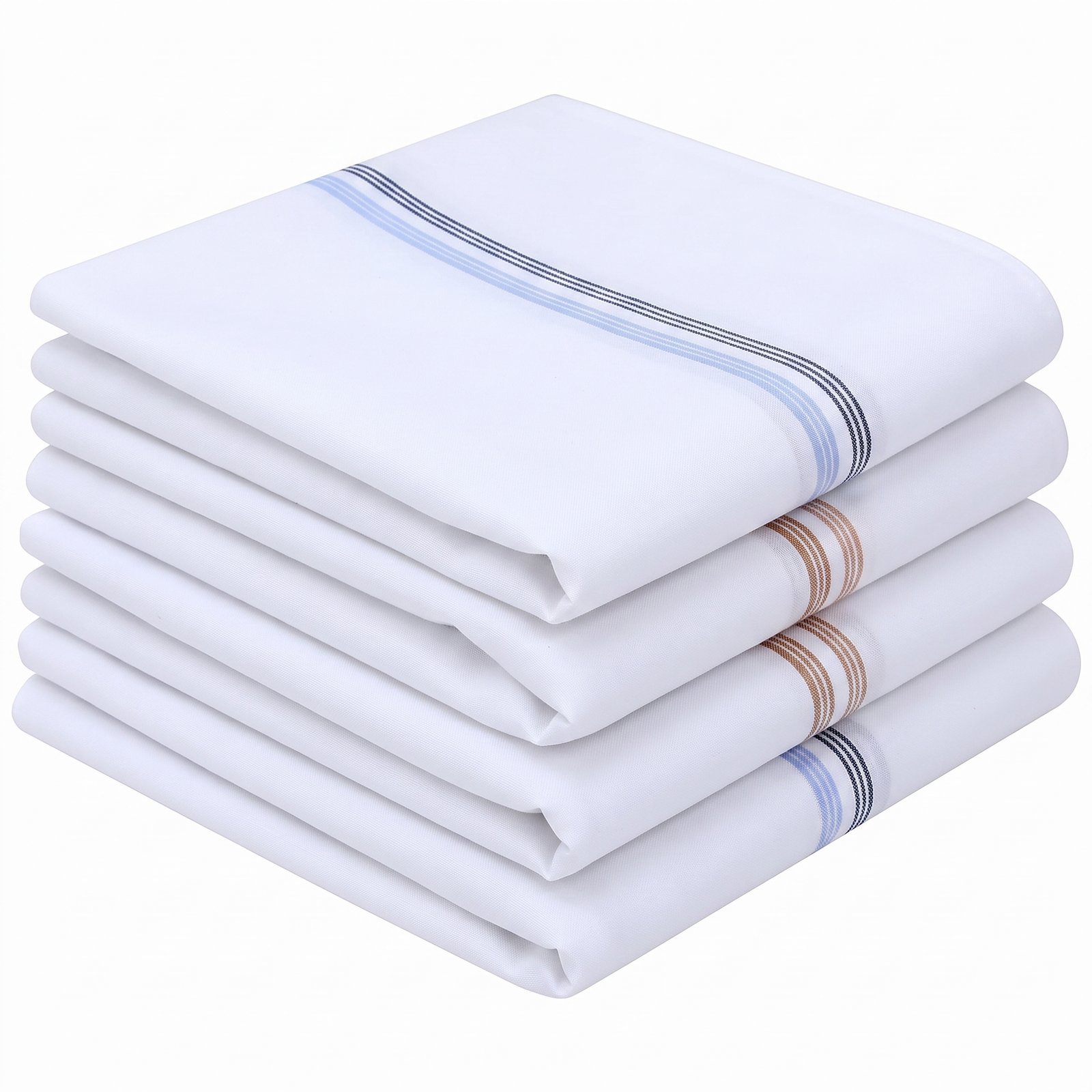 OKPISEY Men’s Cotton Handkerchief – Pack of 4 Soft & Super Durable Hankies for Men | White Handkerchief with Color Border – Cotton Kerchiefs for men, Office, Travel and Daily Use